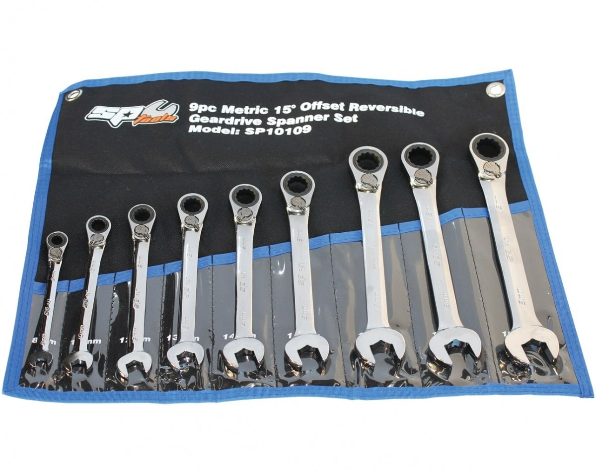 SP Tools Spanner Set Reversible Gear Drive Metric 11 PieceP10111