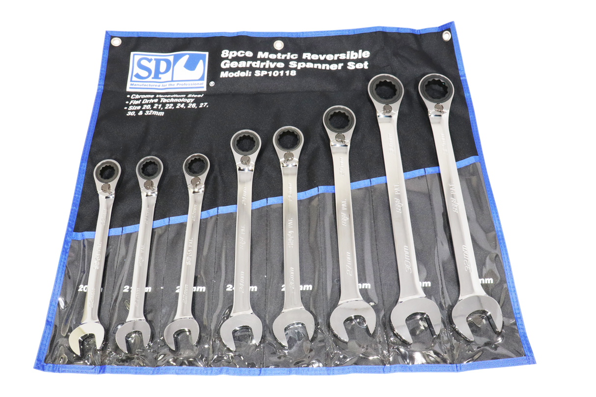 SP Tools Spanner Set 8 Piece Metric Reversible Gear Drive SP10118