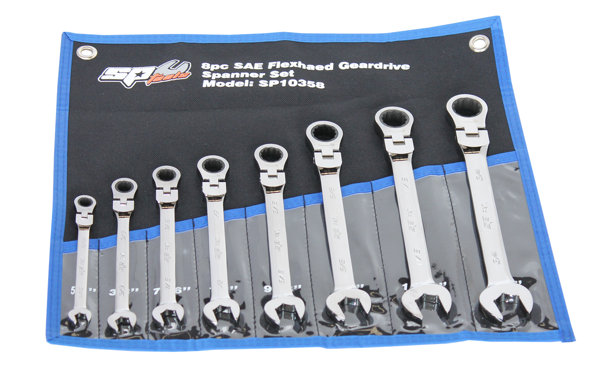 SP Tools Spanner Set Flex head Gear Drive SAE 8 Piece SP10358