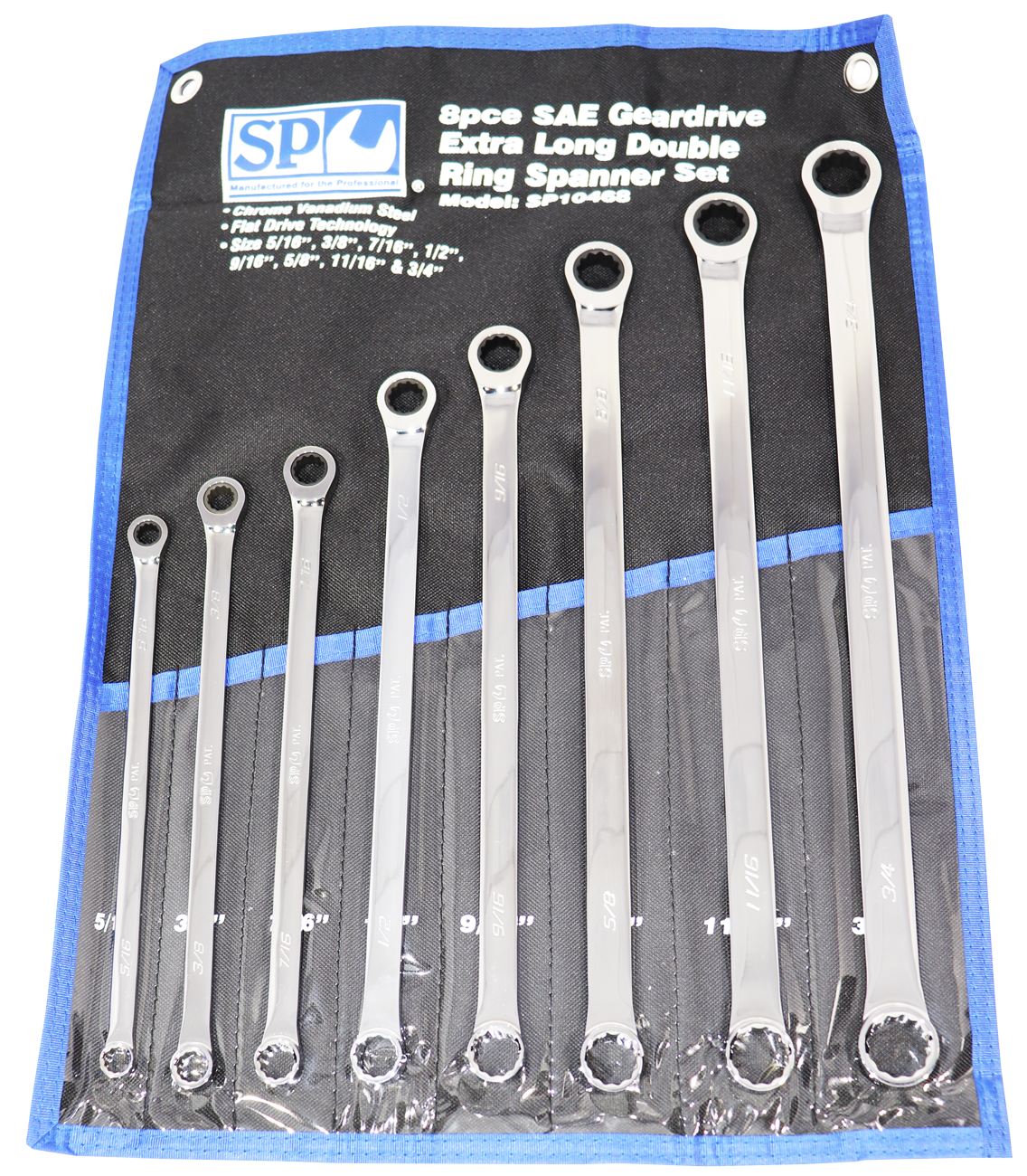 SP Tools Spanner SAE Gear Drive 8 Piece Ex-Long Double Ring SP10468