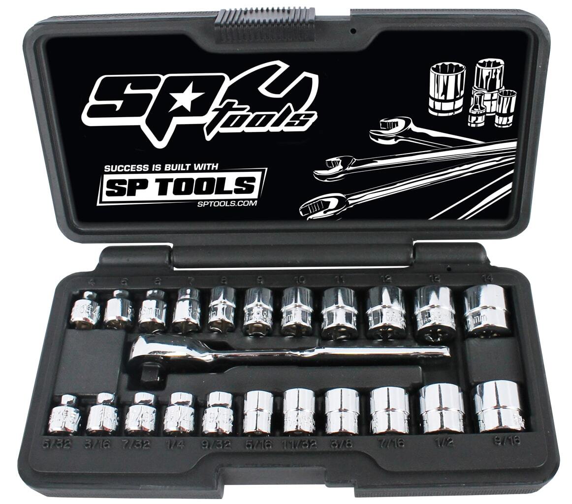 SP Tools Socket Set 1/4" Metric SAE 23 Piece Low Profile SP20121
