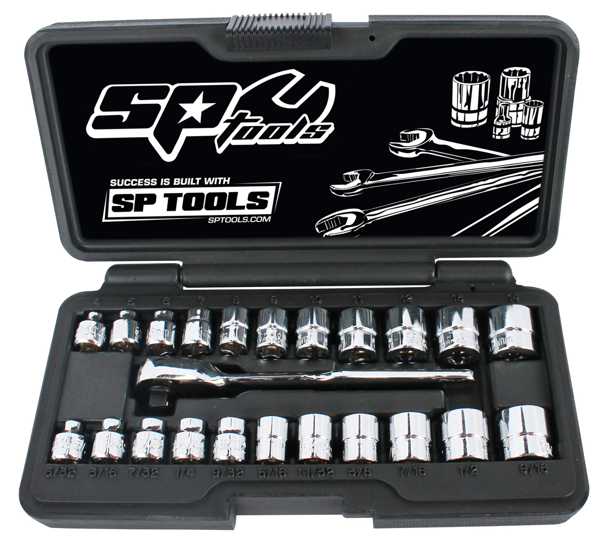 SP Tools Socket Set 1/4" Metric SAE 23 Piece Low Profile SP20121
