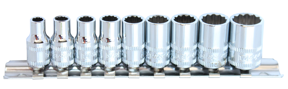 SP Tools Socket Rail 1/4 Drive 12 Point 9 PieceAE SP20131
