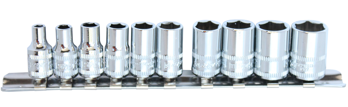SP Tools Socket Rail 1/4 Drive 6 Point 10 Piece Metric SP20132