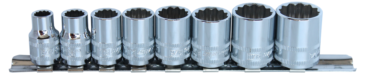 SP Tools Socket Rail 3/8" Drive 12 Point 8 PieceAE SP20231