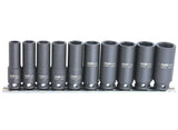SP Tools Socket Rail Impact 3/8" Drive Deep 6 Point 10 Piece Metric SP20260