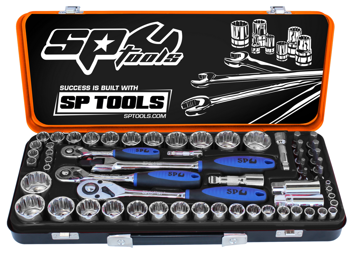 SP Tools Socket Set 1/4" -3/8" -1/2" Drive 12 Point 59 Piece Metric/SAE SP20280