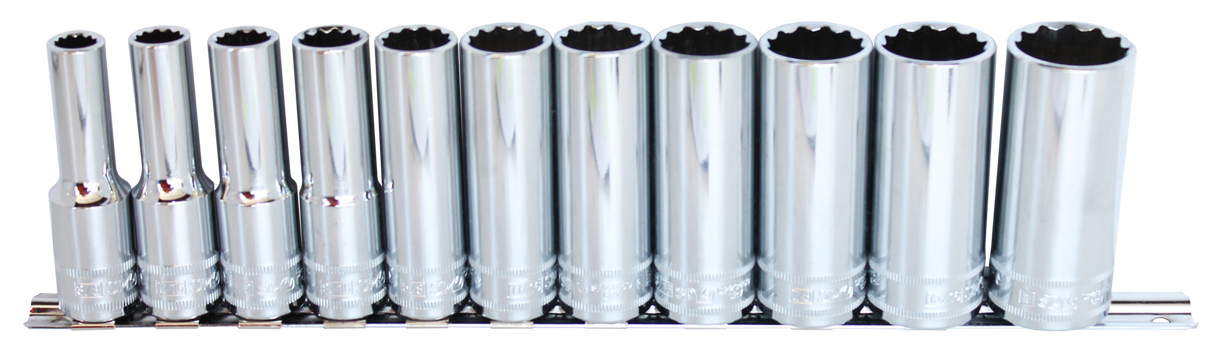 SP Tools Socket rail 1/2 Drive Deep 12 Point 12 Piece Metric SP20340