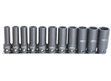 SP Tools Socket Rail Impact 1/2 Drive Deep 6 Point 11 Piece Metric SP20360