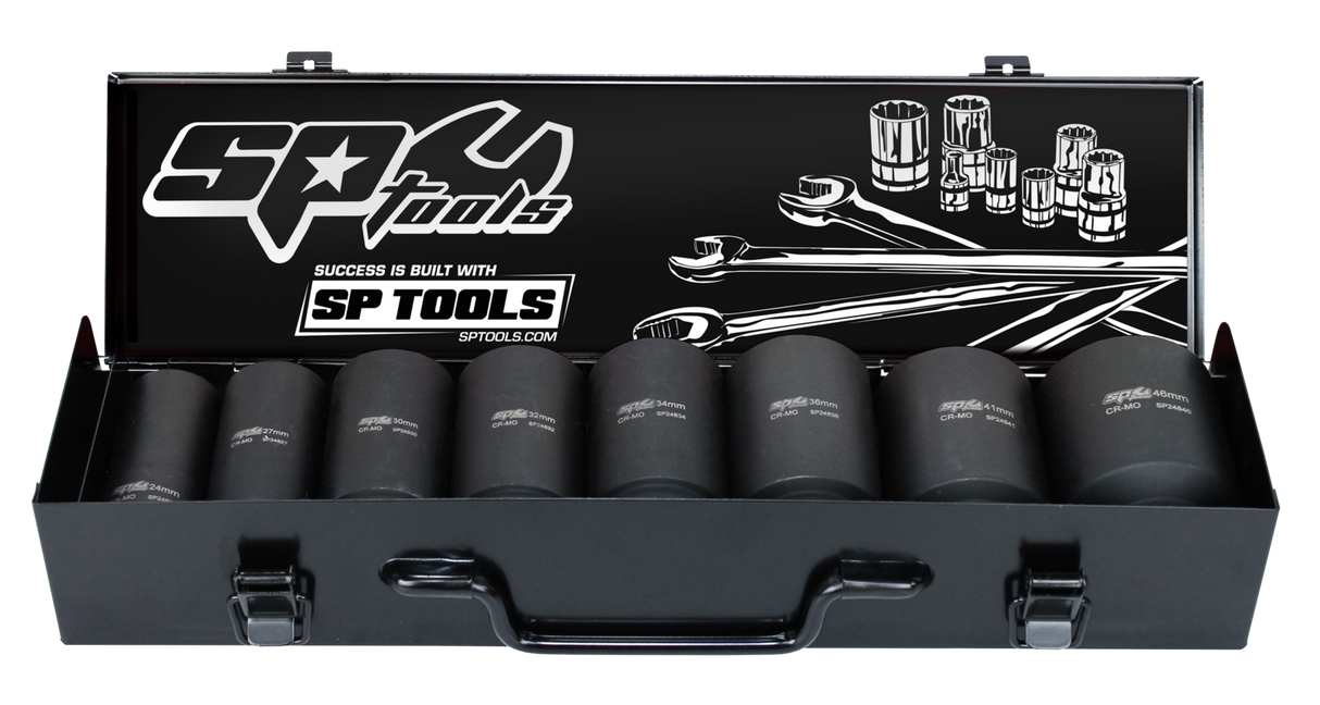 SP Tools Socket Set Impact 3/4 Drive Deep 6 Point 8 Piece Metric SP20420
