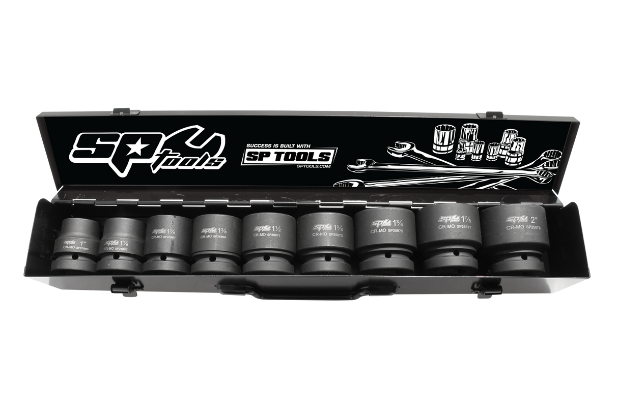 SP Tools Socket Set Impact 1" Drive 6 Point 9 Piece SAE SP20515