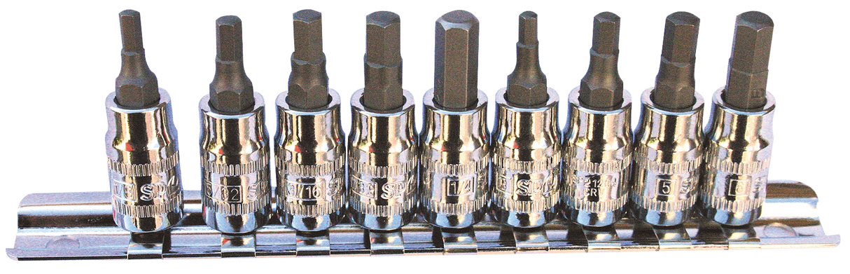 SP Tools Socket rail 1/4" & 3/8" Drive 9 PieceInHex Metric SP20545