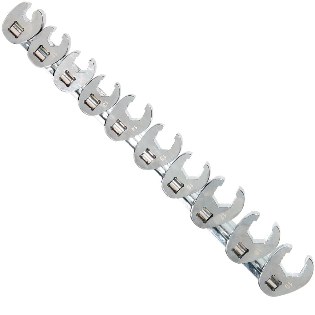 SP Tools Flare Crowfoot Nut Wrench rail 3/8" Drive Metric 10 Piece SP20574