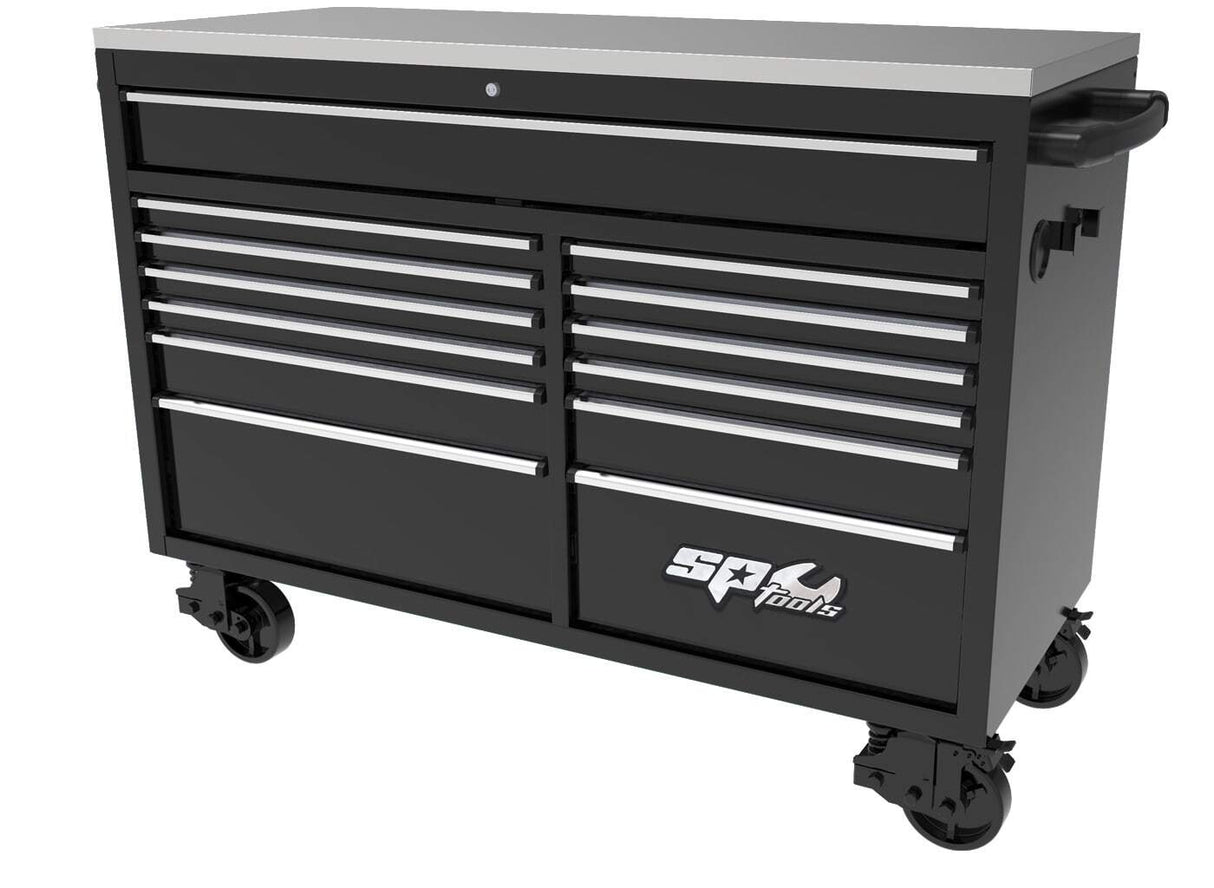 SP Tools Wide Roller Tool Cabinet USA Sumo Series SP44725 Black/ Chrome 13 Drawer