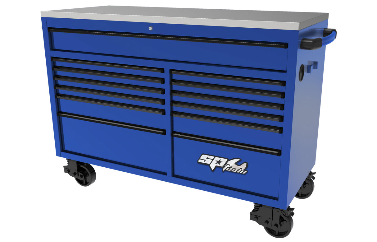 SP Tools Wide Roller Tool Cabinet USA Sumo Series SP44725BL Blue/Black 13 Drawer