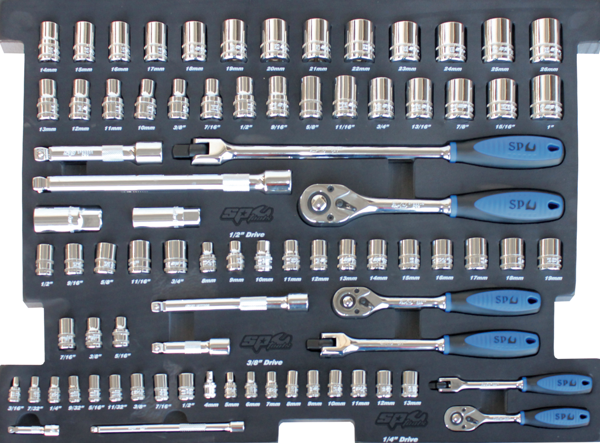 SP Tools Eva ToolKit 81 Piece Metric/SAE Socket & Accessories SP50003