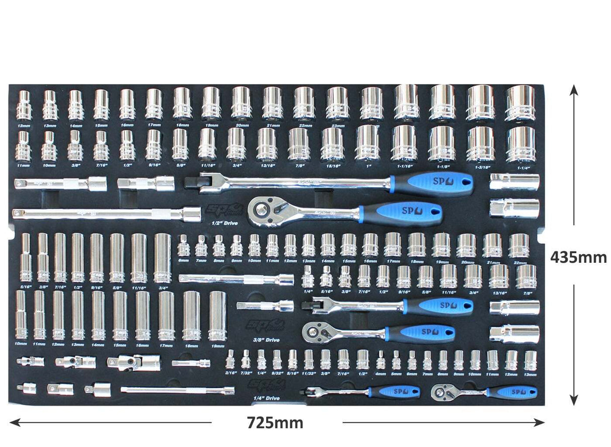 SP Tools Eva ToolKit 122 Piece Metric/SAE Socket & Accessories SP50008