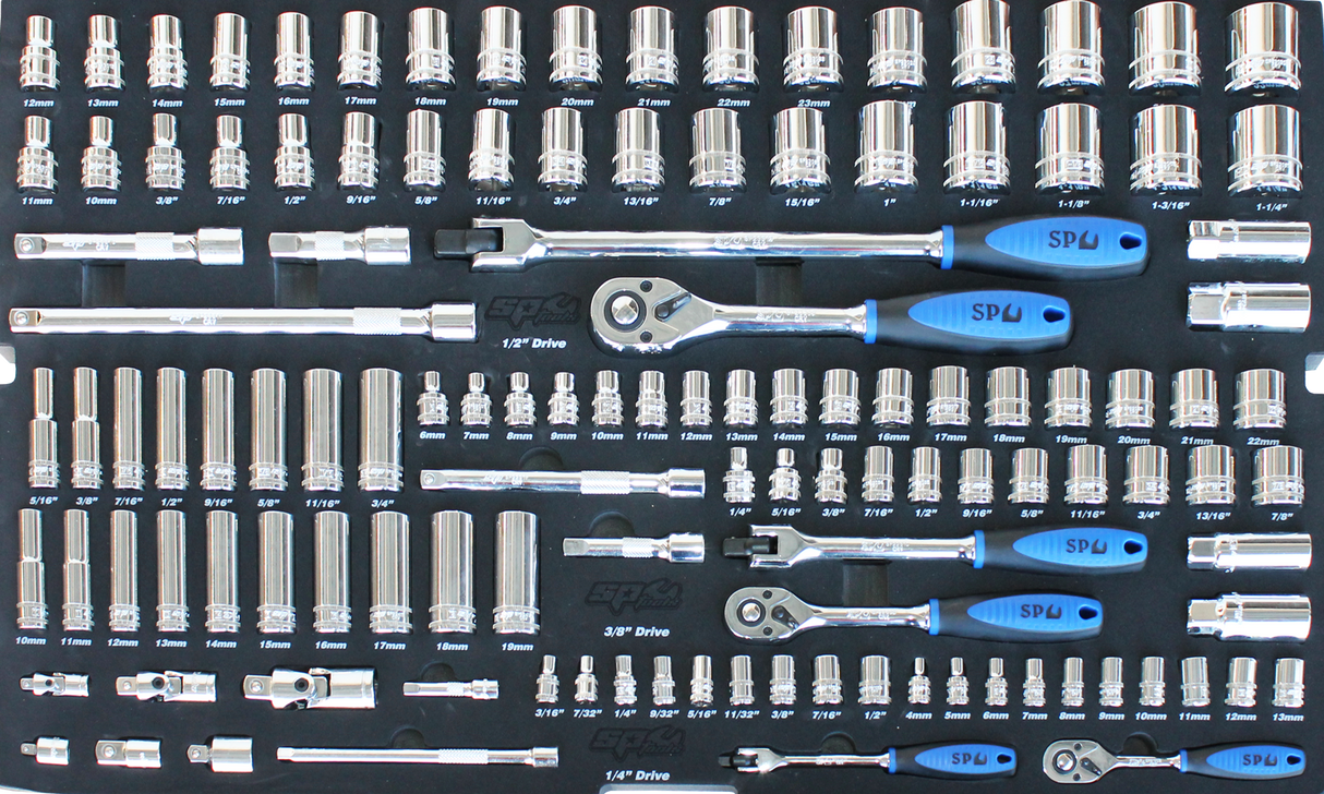 SP Tools Eva ToolKit 122 Piece Metric/SAE Socket & Accessories SP50008