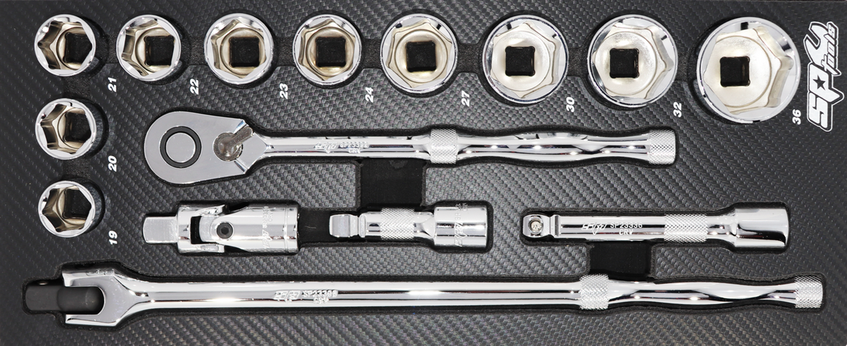 SP Tools Eva ToolKit Tech 15 Piece 1/2" Metric Sockets + Accessories SP50011
