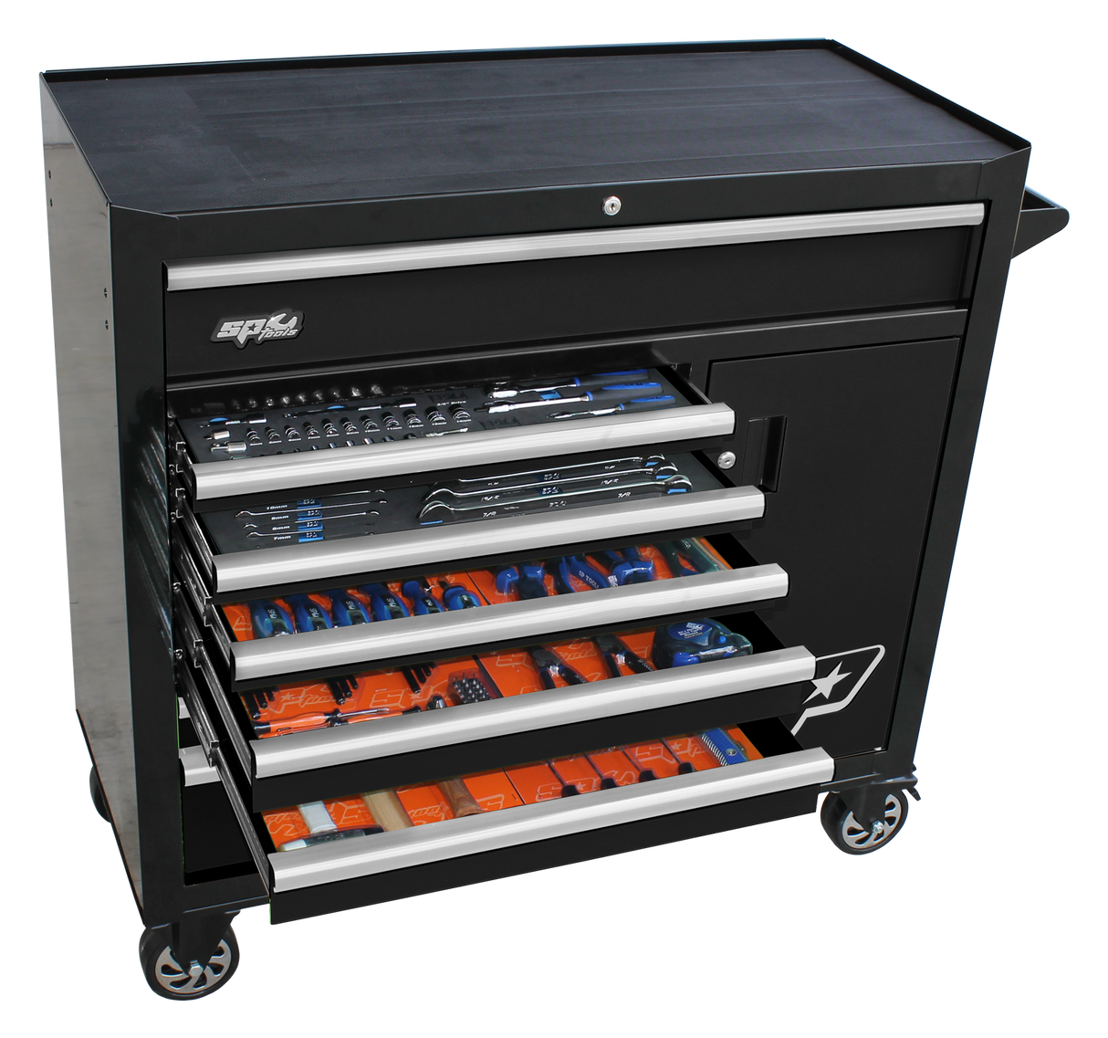 SP Tools ToolKit 215 Piece Metric/SAE in Black Cust Roller Cab SP50608