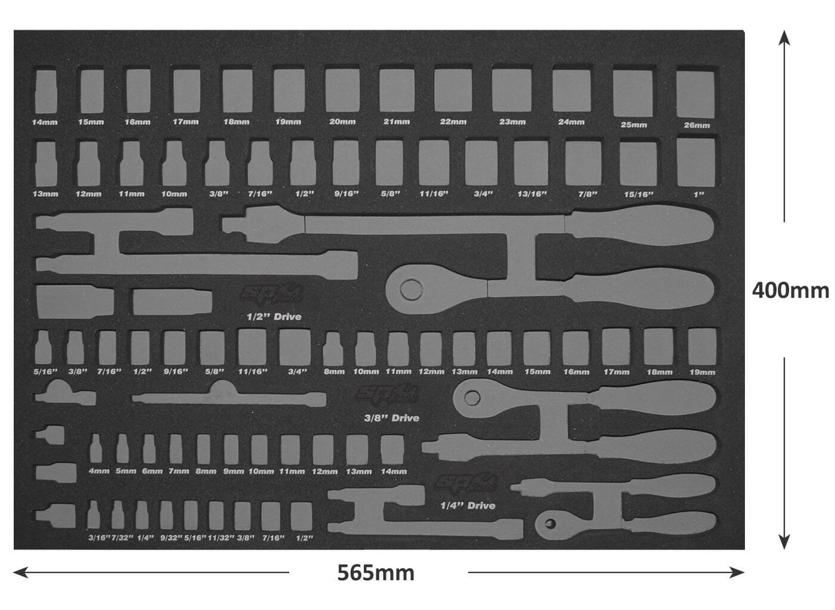 SP Tools Eva Insert - 84 piece Storage Metric/SAE Sockets & Accessories( To SP50004) SP50904