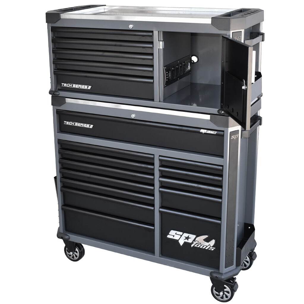 SP Tools Tech Series Tool Kit with Power Tool Cupboards - 613 piece - Metric/SAE Diamond Black