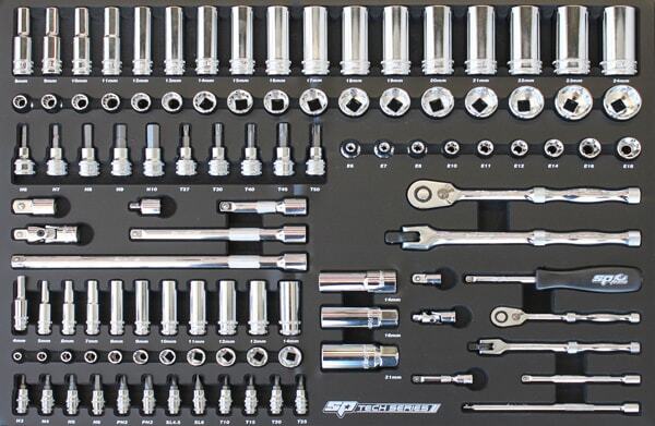 SP Tools Tech Series Trade Technician 13 Draw Roller Cabinet Tool Kit - 268 Piece Metric- Diamond Black