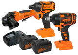 SP Tools Brushless Combo 1/2' Dr Impact Wrench 5' Cut Off/Angle Grinder 1/4' Hex Impact Driver 18v 5Ah Kit SP82233