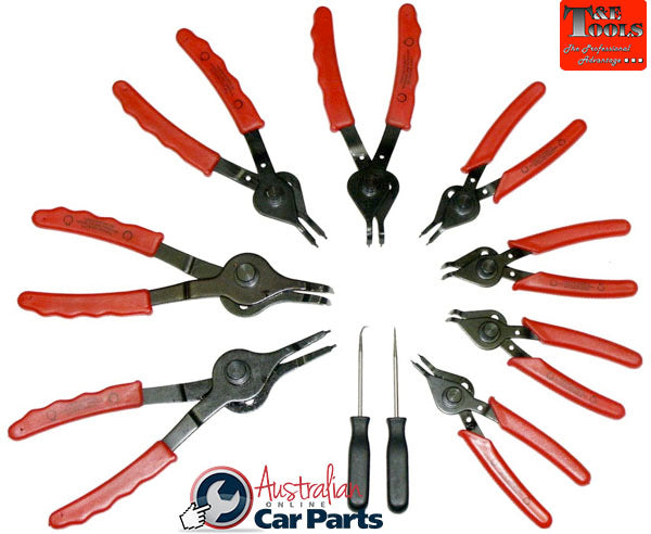 10Pc. Internal/External Circlip Plier Set T&E Tools 125