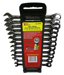 12Pc. Metric Gear Ratchet Wrench Set 8 - 19mm T&E Tools 13012
