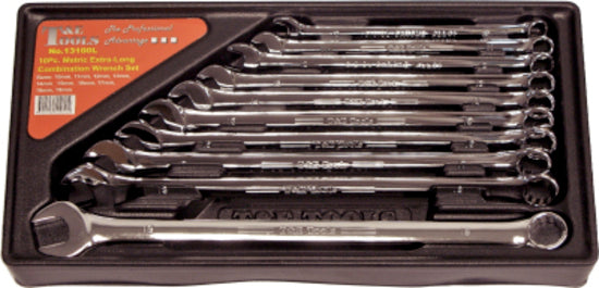 10 Piece Metric Extra-Long Combination Wrench Set T&E Tools 13100L