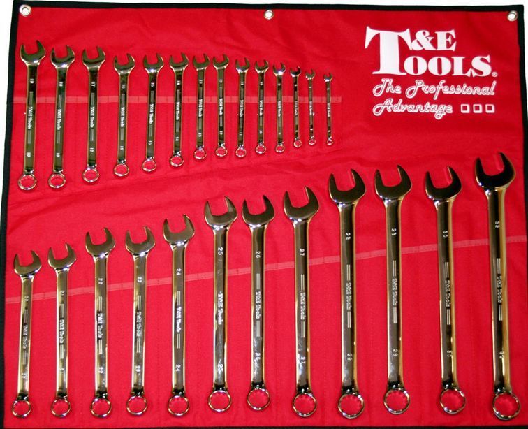 26 Piece Metric Pro-Line Combination Wrench Set T&E Tools 13126A