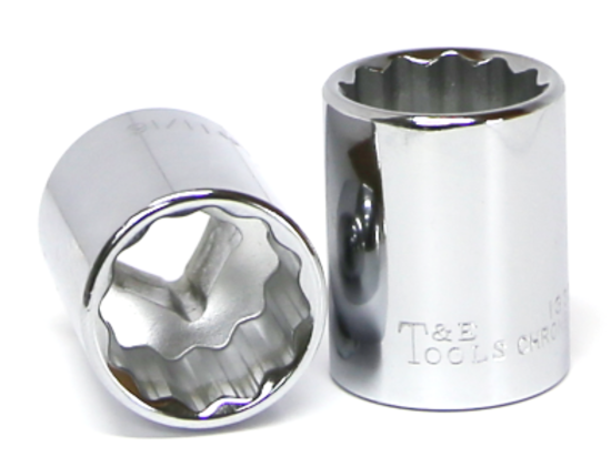 11/16" x 3/8" Drive Standard SAE Socket (12 Point) T&E Tools 13322