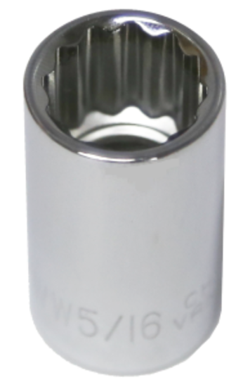 5/16" x 1/2" Drive 12 Point Standard  Socket T&E Tools 14010W