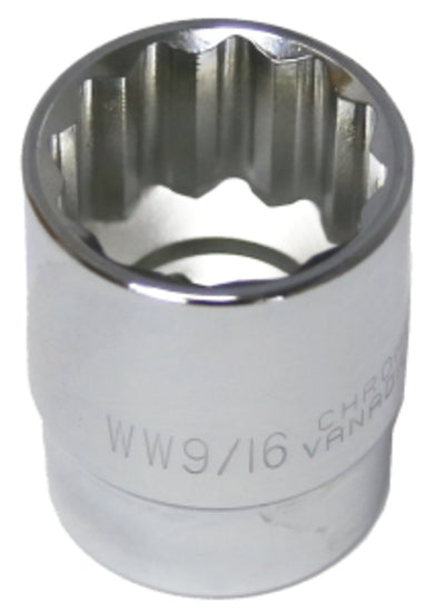 9/16" x 1/2" Drive 12 Point Standard  Socket T&E Tools 14018W