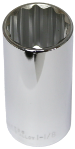 1.1/8" x 1/2" Drive Deep Socket (12 Point) T&E Tools 14536