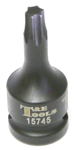 T45 1/2" Drive Torx-r Impact Sockets 60mm Length T&E Tools 15745