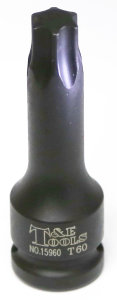 T60 1/2" Drive Torx-r Impact Sockets 78mm Length T&E Tools 15960