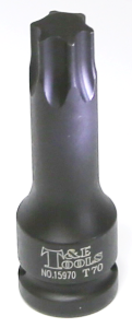 T70 1/2" Drive Torx-r Impact Sockets 78mm Length T&E Tools 15970