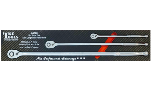 Extra Long Handle Ratchet Set  3Pc. Super Fine  T&E Tools TE-21534