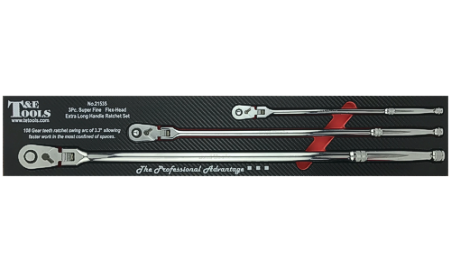 108 Tooth Flex-Head Long Handle Ratchet Set 3Piece T&E Tools TE-21535