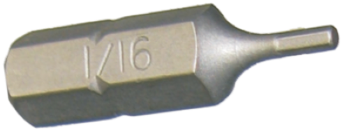 1/16" x 1/4" Hex In-Hex Insert Bit T&E Tools 30601