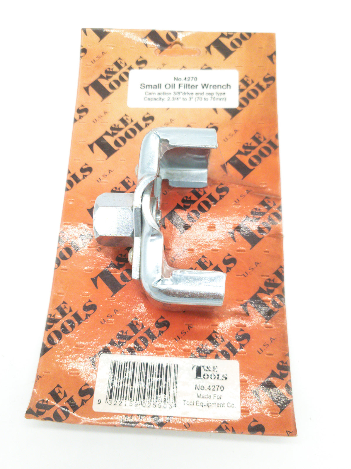 Small Oil Filter Wrench 70mm-76mm (2.3/4" to 3") T&E Tools 4270 cam action