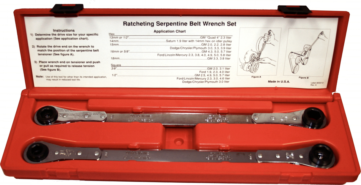 Serpentine Belt Wrench Kit T&E Tools 4940