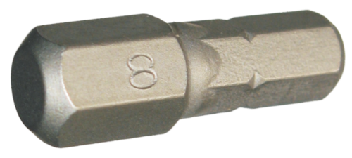 In-Hex 8mm x 1/4" Hex Insert Bit 25mm long T&E Tools 50608