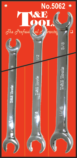 3 Piece SAE Flare Nut Wrench Set T&E Tools 5062