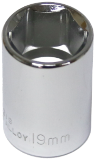 19mm x 1/2" Drive Standard Socket (6 Point) T&E Tools 54219