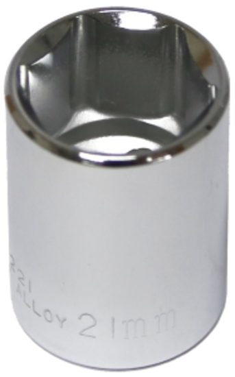 21mm x 1/2" Drive Standard Socket (6 Point) T&E Tools 54221
