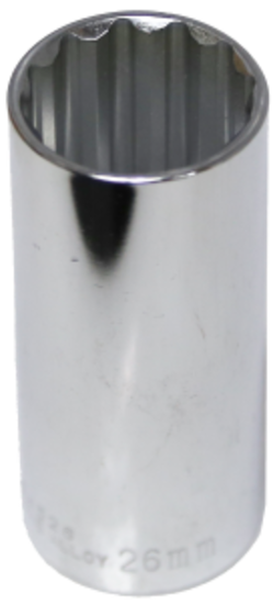 26mm x 1/2" Drive Deep Socket (12 Point) T&E Tools 54526