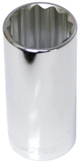 27mm x 1/2" Drive Deep Socket (12 Point) T&E Tools 54527
